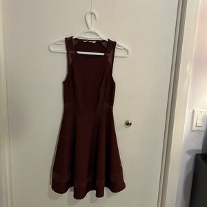 Bluenotes Size XS Burgundy Skater Dress with Mesh accents